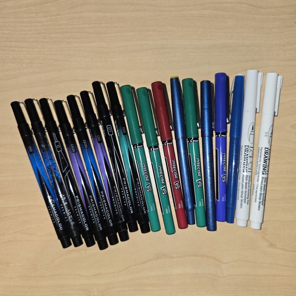 18 Used Marker Lot Lepen Drawing Precise V5 Prismacolor